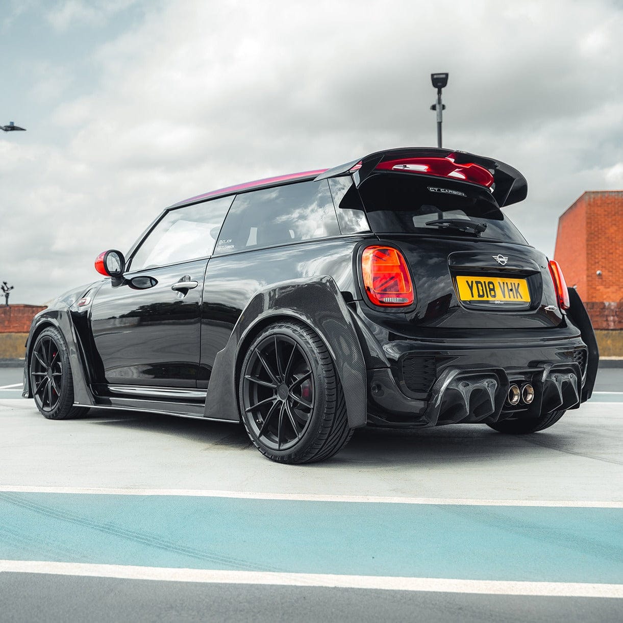 Mini Cooper S F56 JCW/Sport Pack Carbon Fibre Wide Arch Kit – Carbon Fender Flares, Overfenders & Wheel Arch Extensions (2014–2021 3‑Door) by CT Carbon – Gloss Widebody Arches