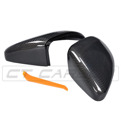 VW Volkswagen Golf Mk7/Mk7.5 Carbon Fibre/Fiber Wing Mirror Caps Covers – Gloss OEM+ Replacement Door Mirror Shells Housings for Golf GTI & R (2014–2020) by CT Carbon – Pair