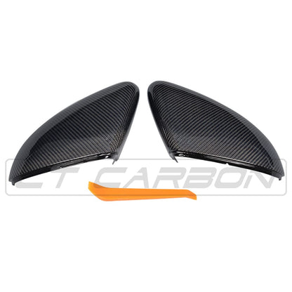 VW Volkswagen Golf Mk7/Mk7.5 Carbon Fibre/Fiber Wing Mirror Caps Covers – Gloss OEM+ Replacement Door Mirror Shells Housings for Golf GTI & R (2014–2020) by CT Carbon – Pair