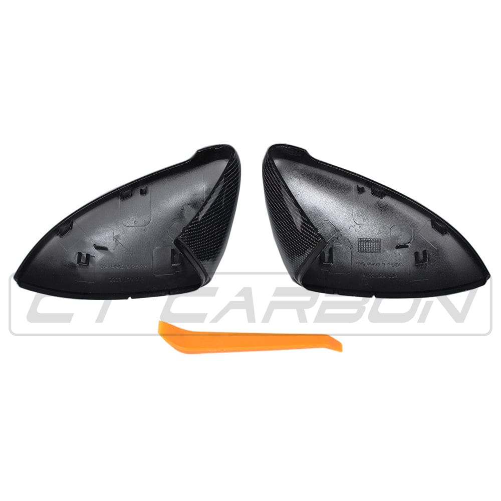 VW Volkswagen Golf Mk7/Mk7.5 Carbon Fibre/Fiber Wing Mirror Caps Covers – Gloss OEM+ Replacement Door Mirror Shells Housings for Golf GTI & R (2014–2020) by CT Carbon – Pair