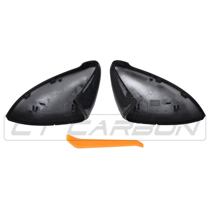 VW Volkswagen Golf Mk7/Mk7.5 Carbon Fibre/Fiber Wing Mirror Caps Covers – Gloss OEM+ Replacement Door Mirror Shells Housings for Golf GTI & R (2014–2020) by CT Carbon – Pair