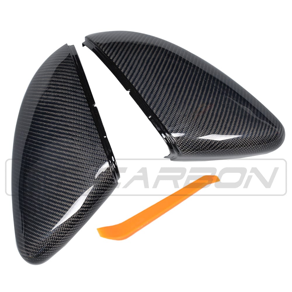 VW Volkswagen Golf Mk7/Mk7.5 Carbon Fibre/Fiber Wing Mirror Caps Covers – Gloss OEM+ Replacement Door Mirror Shells Housings for Golf GTI & R (2014–2020) by CT Carbon – Pair
