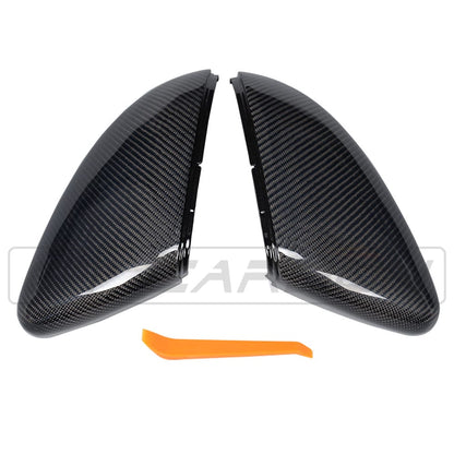 VW Volkswagen Golf Mk7/Mk7.5 Carbon Fibre/Fiber Wing Mirror Caps Covers – Gloss OEM+ Replacement Door Mirror Shells Housings for Golf GTI & R (2014–2020) by CT Carbon – Pair