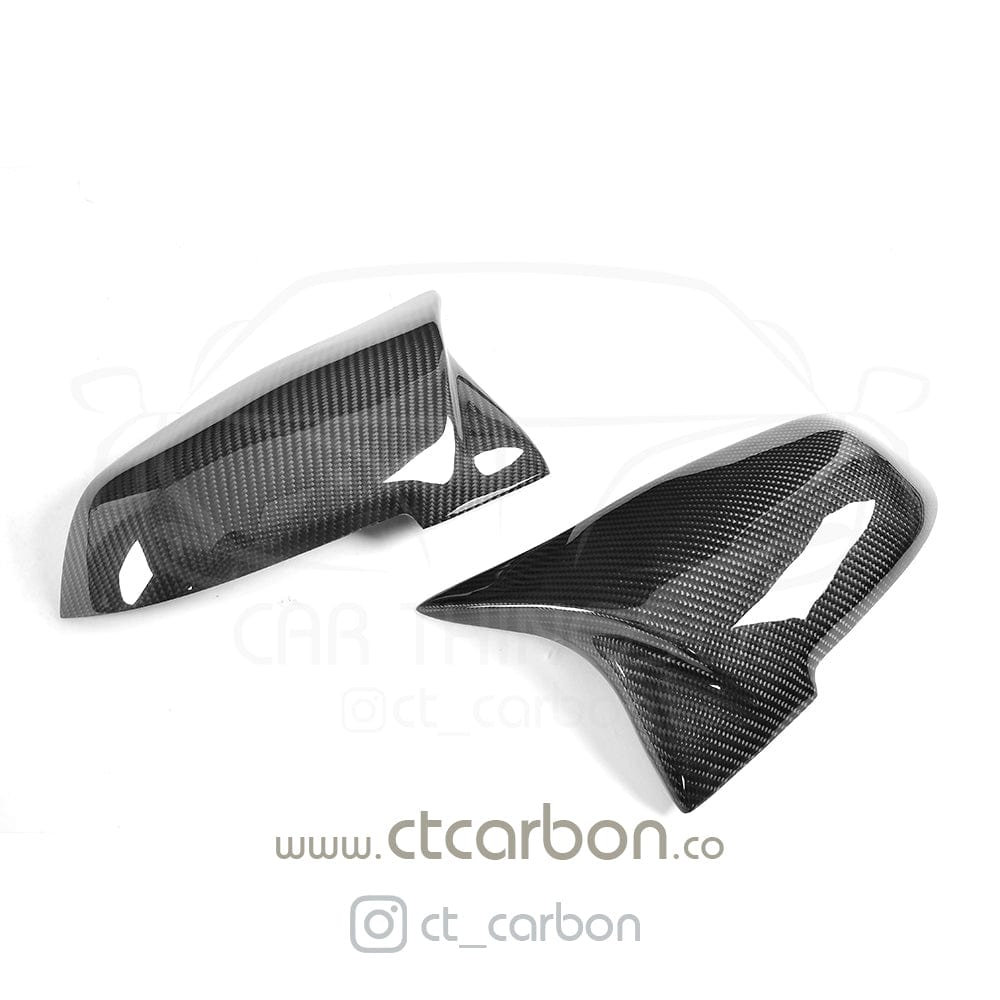 BMW F20 F21 F22 F23 F30 F31 F32 F33 F87 Carbon Fibre/Fiber Mirror Caps Covers – M Performance Style Gloss – Full Replacement Pair – 1 2 3 4 Series & M2 (2015-2020) – Wing/Door Mirror Shells OEM Fit for M Sport