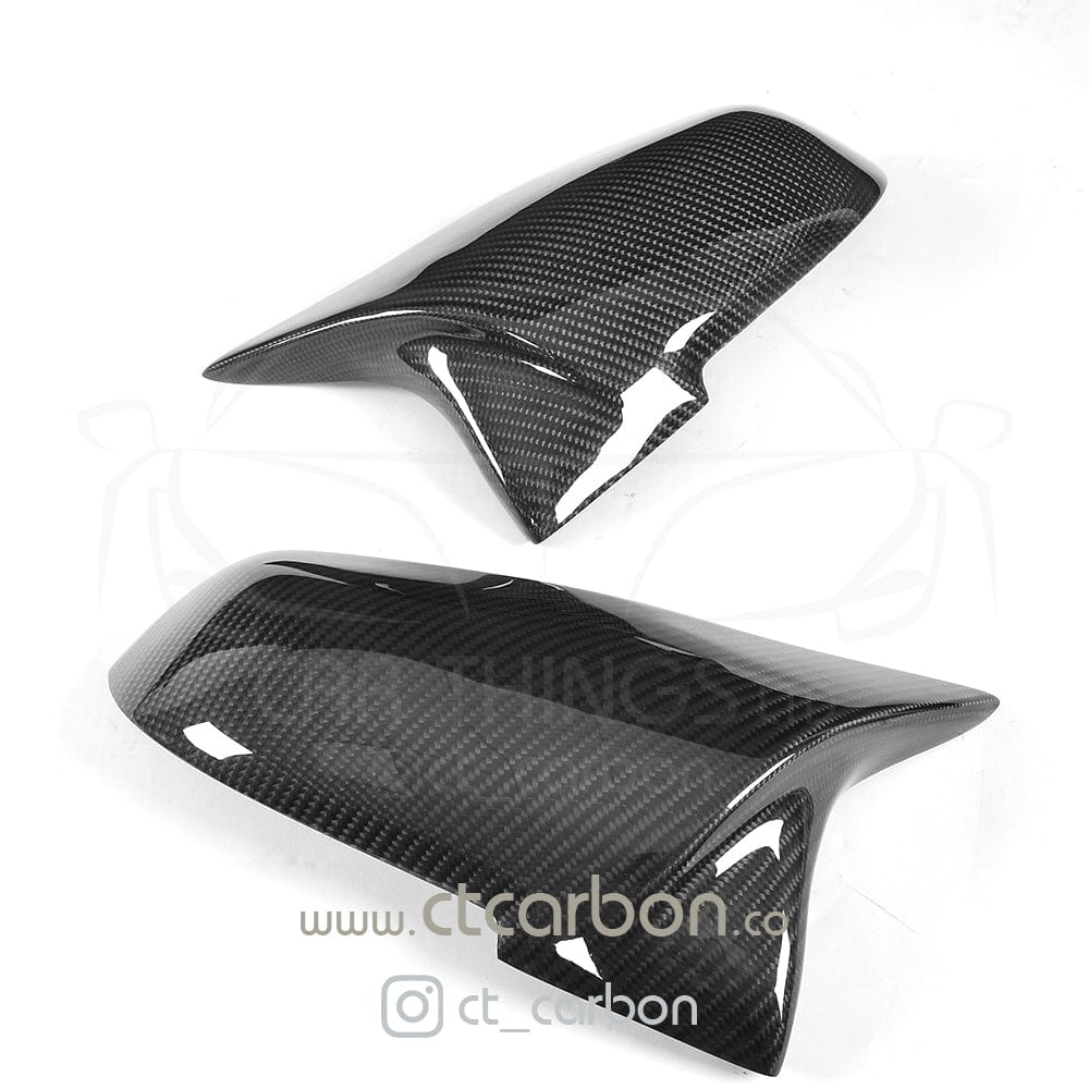 BMW F-Series Carbon Fibre M Style Wing/Door Mirror Covers - Replacement Mirror Caps for 1 2 3 4 Series F20 F21 F22 F23 F30 F31 F32 F33 & F87 M2 (2015-2020) Gloss OEM+ Pair, M Sport Mirror Housings by CT Carbon