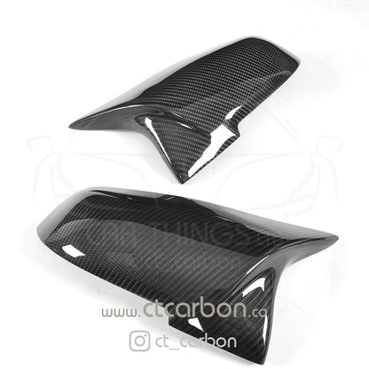 BMW F-Series Carbon Fibre M Style Wing/Door Mirror Covers - Replacement Mirror Caps for 1 2 3 4 Series F20 F21 F22 F23 F30 F31 F32 F33 & F87 M2 (2015-2020) Gloss OEM+ Pair, M Sport Mirror Housings by CT Carbon