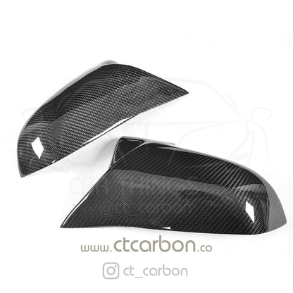 BMW F-Series Carbon Fibre Wing/Door Mirror Covers Replacement – Gloss Carbon OEM+ M Performance Style Caps/Housings for 1 2 3 4 Series M Sport (F20 F21 F22 F23 F30 F31 F32 F33) & M2 F87 – CT Carbon Pair
