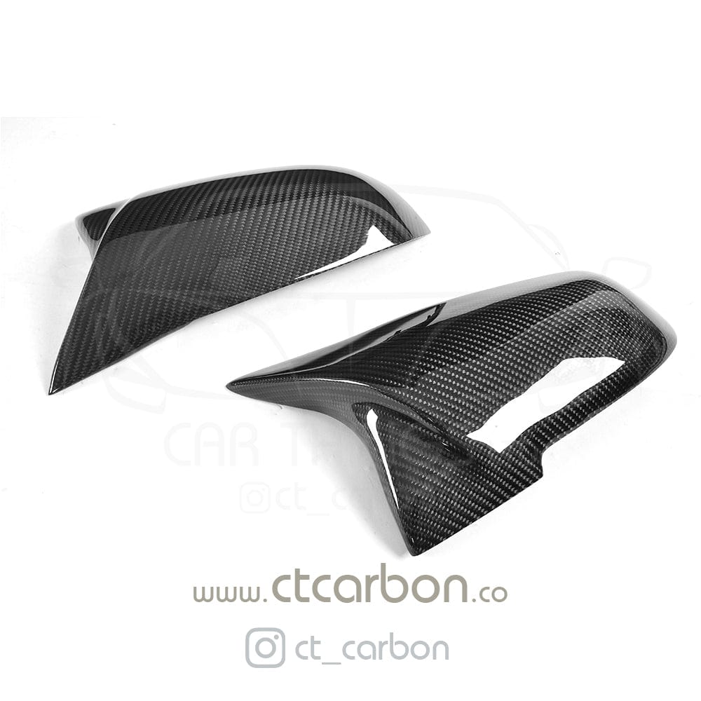 BMW F2x F3x Carbon Fibre Mirror Caps - Wing/Side Mirror Covers Shells Replacement M Style/M Sport Gloss OEM+ - 1 2 3 4 Series F20 F21 F22 F23 F30 F31 F32 F33 + F87 M2 (2015-2020) by CT Carbon