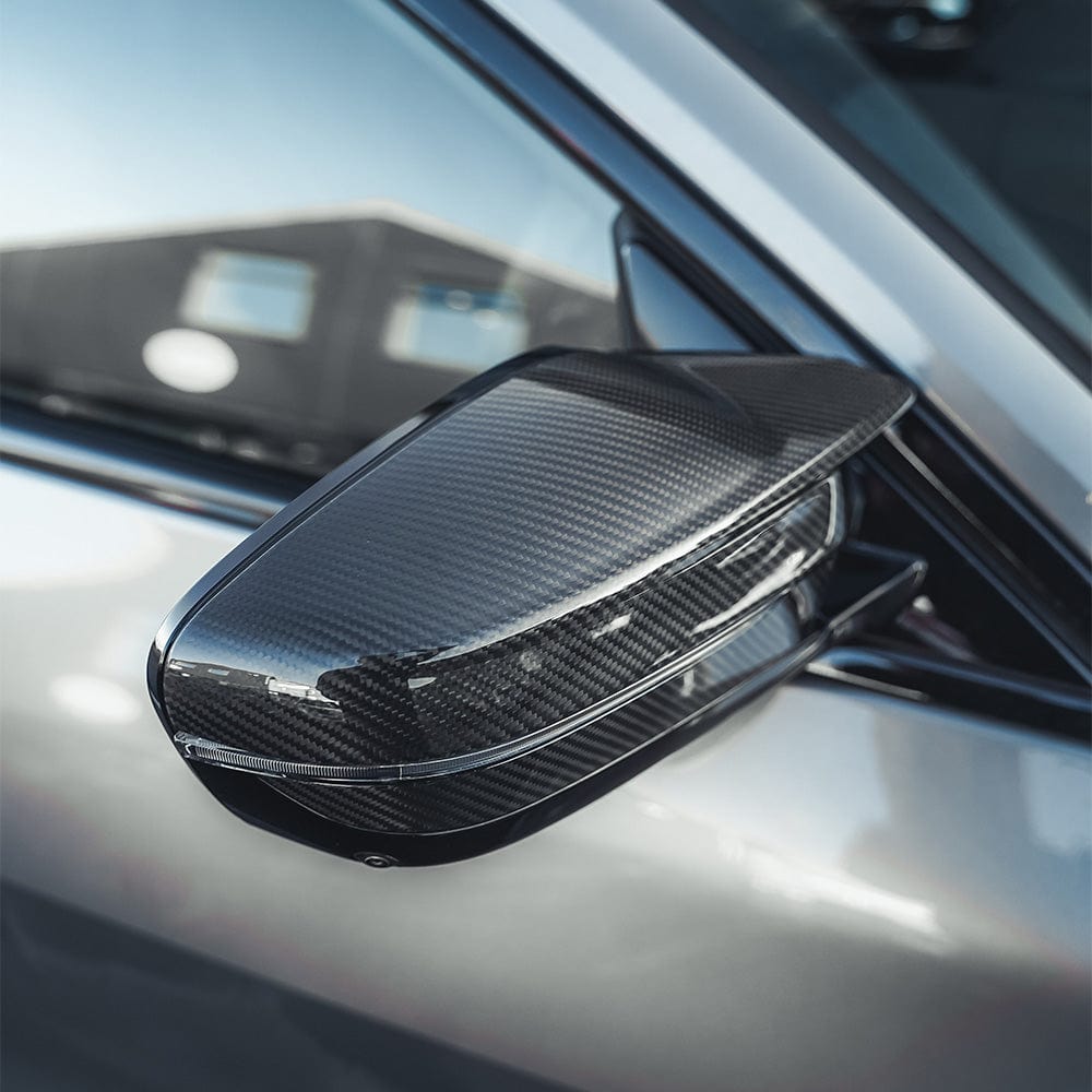 CT Carbon Real Carbon Fibre/Fiber Wing Mirror Caps/Covers for BMW G-Series G80/G81 M3, G82/G83 M4, G87 M2 & G42 M240i (2021+) – LHD Gloss Side Door Mirror Housings/Shells Replacement