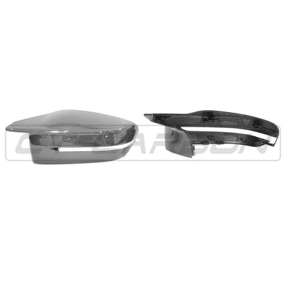 CT Carbon Gloss Carbon Fibre/Fiber Mirror Caps for BMW M2/M3/M4 G80 G81 G82 G83 G87 & G42 M240i (M240i Only) (RHD) – Replacement Door/Wing Mirror Covers Housings OEM Style UK