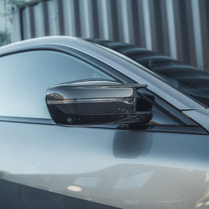 BMW M2/M3/M4 G80 G81 G82 G83 & G87 + G42 M240i Carbon Fibre/Carbon Fiber Wing Mirror Caps / Side Mirror Covers - Full Replacement Door Mirror Housings/Shells, Gloss OEM Style, RHD UK Right-Hand Drive (CT Carbon)