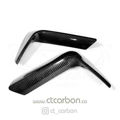 BMW M3/M4 F80 F82 F83 Rear Carbon Fibre/Fiber Bumper Canards Spats Winglets Aero Fins Corner Splitters (2014-2020) Gloss Carbon F8X CT Carbon