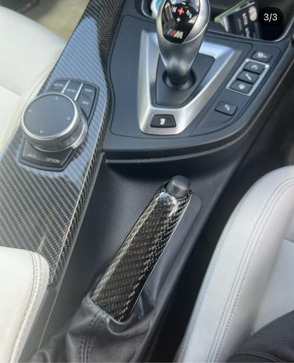 CT Carbon BMW F-Series Carbon Fibre/Fiber Handbrake Handle Lever - Parking Brake / E-Brake Grip Cover | F87 M2, F80 M3, F82 F83 M4, F30 3 Series, F32 F33 F36 4 Series, F20 F21 1 Series, F22 F23 2 Series, F12 F13 M6, F15 X5, F16 X6, F85 X5M, F86 X6M