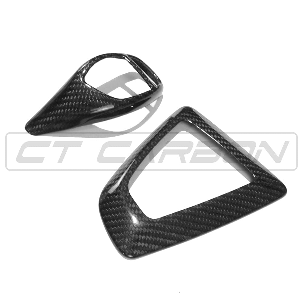 CT Carbon BMW F-Series Carbon Fibre Gear Selector & Centre/Center Console Trim Kit - ZF Electronic Automatic Shifter Cover/Surround Bezel - Real Gloss Prepreg Carbon - Left Hand Drive Only - Fits F20 F21 F22 F23 F30 F31 F32 F33 F10 F11 F15 F16 (V2)