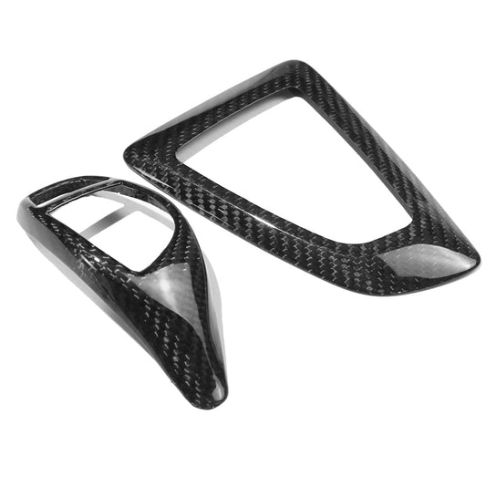 CT Carbon BMW F-Series Carbon Fibre Gear Selector & Centre/Center Console Trim Kit - ZF Electronic Automatic Shifter Cover/Surround Bezel - Real Gloss Prepreg Carbon - Left Hand Drive Only - Fits F20 F21 F22 F23 F30 F31 F32 F33 F10 F11 F15 F16 (V2)