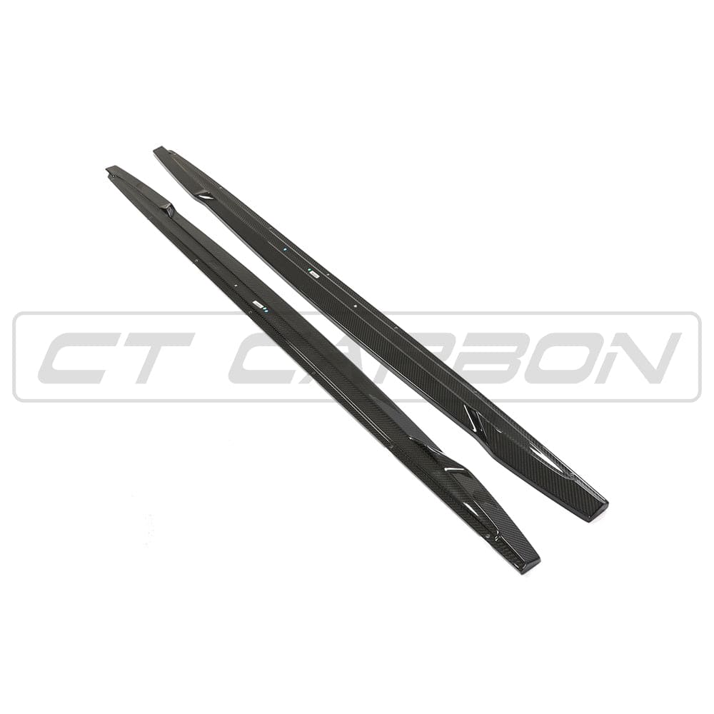 Audi A3/S3 8Y 2020+ Carbon Fibre/Fiber Side Skirts – CT Design by CT Carbon Gloss Side Extensions Splitters (A3 8Y S-Line & S3 8Y) Rocker Panel/Sill Extensions OEM+ Aero Body Kit | Side Blades