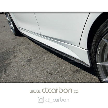 BMW 3 Series F30 F31 Side Skirts/Skirt Extensions – Gloss Carbon Fibre M Performance/MP Style | Rock