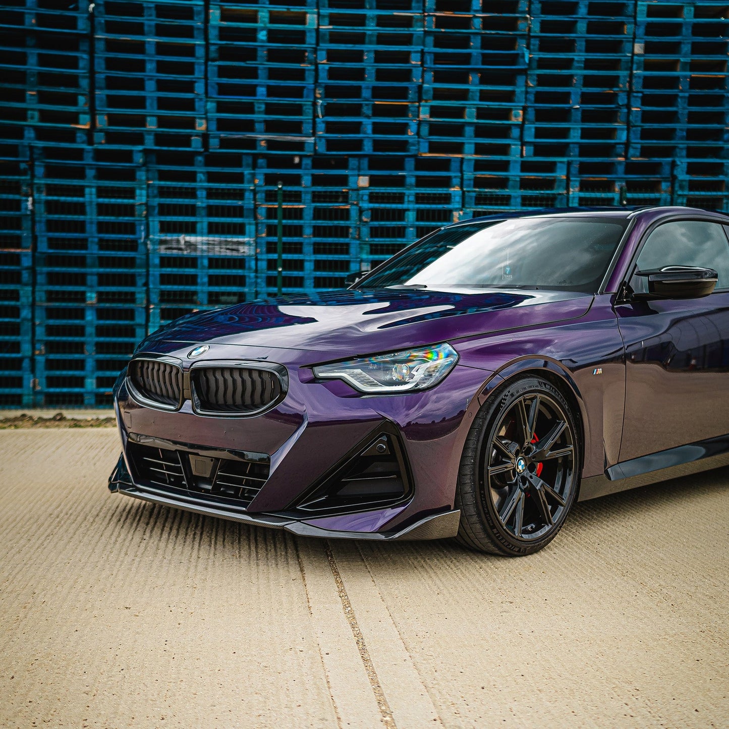 BMW 2 Series G42 Front Lip Splitter Spoiler - M Performance Style Carbon Fibre - CT Carbon Gloss CFRP 2022+ Fits M240i 230i 220i Coupe Front Bumper Lip Valance