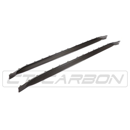 CT Design BMW M3 G80/G81 Carbon Fibre/Fiber Side Skirts & Splitters - Rocker Panel Replacement Covers + Sill/Skirt Extensions Side Blades - OEM+ Dry Carbon Aero Kit 2021+ (Saloon & Touring Estate)