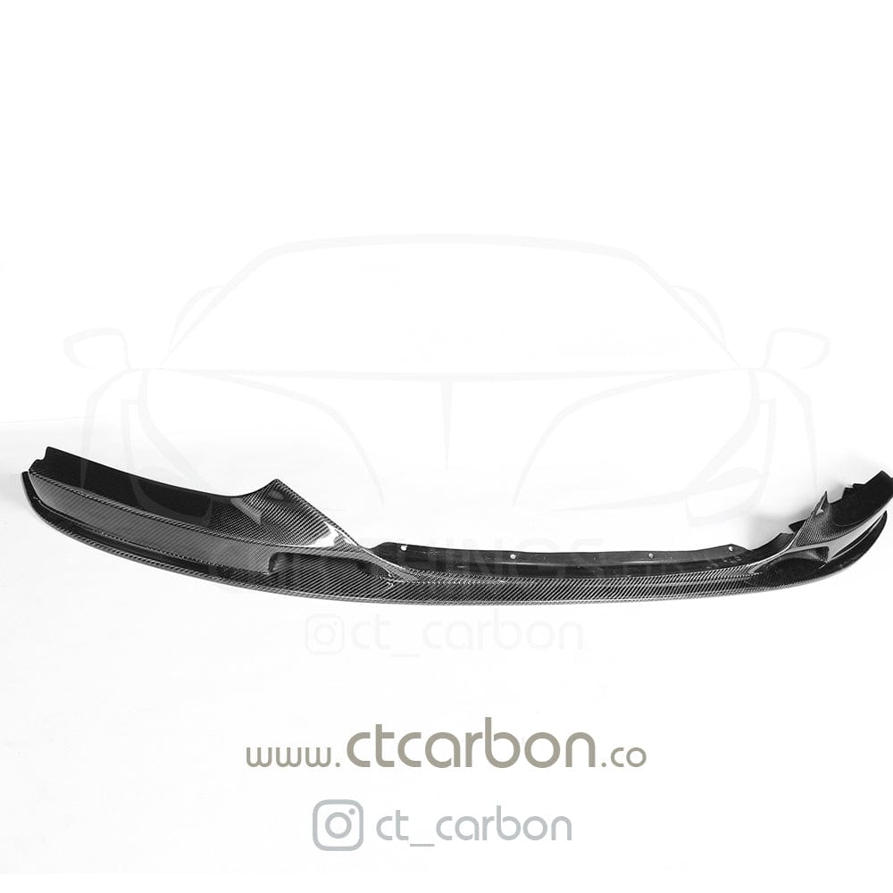BMW 2 Series F22 F23 M Sport Carbon Fibre/Fiber Front Splitter Lip Spoiler (Gloss) – CT Carbon – 2014–2020 Coupe/Convertible – Front Bumper Chin Spoiler/Aero Valance – Fits M235i M240i – OEM+ Style