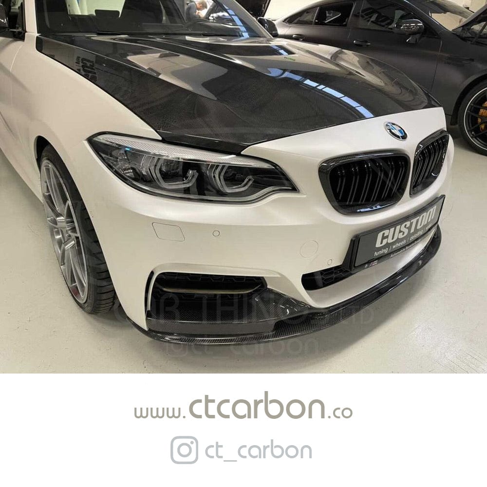 BMW 2 Series F22 F23 M Sport Carbon Fibre Front Lip Splitter / Spoiler - CT Design OEM+ | Fits 2014-2020 Coupe & Convertible, M235i M240i | Gloss Carbon, M Performance Style Chin/Bumper Lip | Aero Splitter/Valance, Front Bumper Extension | Carbon Fiber UK