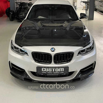 BMW 2 Series F22 F23 M Sport Carbon Fibre Front Lip Splitter / Front Spoiler Chin Lip / Chin Splitter Aero Bumper Lip Valance / Front Bumper Extension - CT Carbon OEM+ - Coupe & Convertible 2014-2020