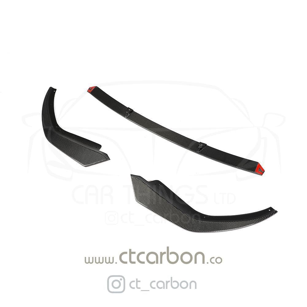 BMW 3 Series G20/G21 M Sport Carbon Fibre/Carbon Fiber Front Lip Splitter CT Style – Gloss Carbon Front Bumper Lip Spoiler/Aero Lip/Chin Spoiler – Fits Saloon & Touring – OEM+ Performance Lip Kit/Front Valance Extension