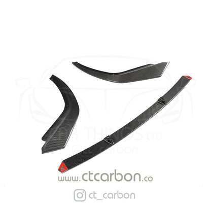 BMW 3 Series G20/G21 M Sport Real Carbon Fibre Front Lip Splitter Spoiler - CT Style (Carbon Fiber) | Front Bumper Chin Lip/Aero Lower Valance | Saloon/Touring / Sedan/Wagon (2017–2022)