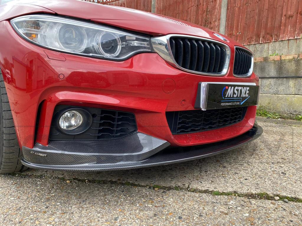 BMW F32 F33 F36 4 Series Front Lip Splitter Spoiler – Gloss Carbon Fibre – M Performance/MP Style for M Sport Bumper – Front Bumper Lip & Chin Spoiler/Lower Valance – Coupe, Convertible & Gran Coupe 2013–2020 – CT Carbon
