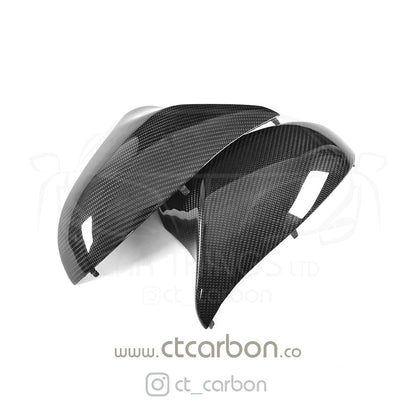 CT Carbon Gloss Carbon Fibre Wing Door Mirror Replacement Caps/Covers for BMW F80 M3, F82/F83 M4, F87 M2 Competition (2014–2021) LHD Only