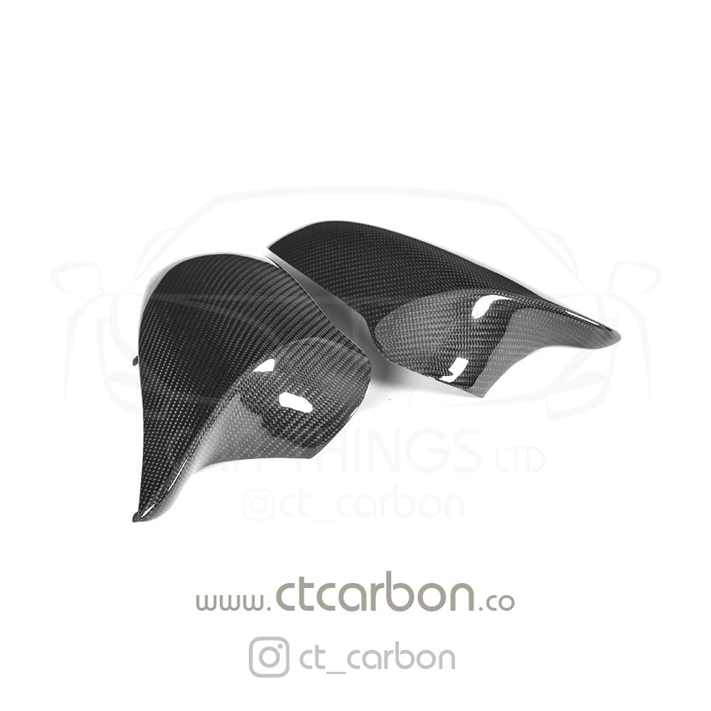 CT Carbon Gloss Carbon Fibre (Carbon Fiber) Wing Mirror Caps for BMW F80 M3, F82/F83 M4, F87 M2 Competition 2014-2021 - RHD UK Only - M Performance Style Door Mirror Covers/Shells Replacement