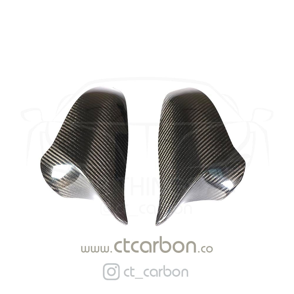 CT Carbon Gloss Carbon Fibre (Carbon Fiber) Wing Mirror Caps for BMW F80 M3, F82/F83 M4, F87 M2 Competition 2014-2021 - RHD UK Only - M Performance Style Door Mirror Covers/Shells Replacement