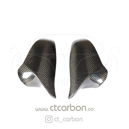 BMW F80 M3, F82/F83 M4, F87 M2 Competition Carbon Fibre Mirror Caps - Gloss Carbon Wing/Side Door Mirror Covers Shells, M Performance Style - RHD UK Only - 2014-2020, 2018-2021 - Real Carbon Fiber OEM Replacement