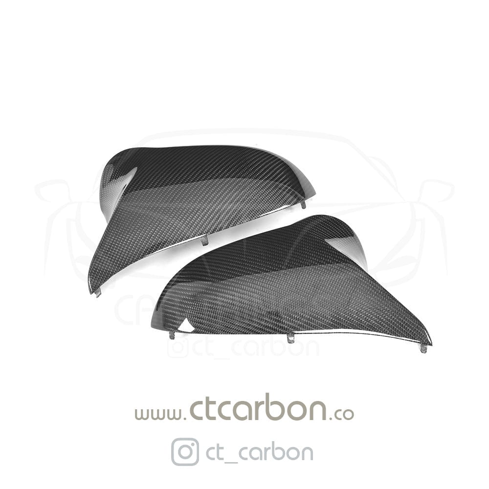 CT Carbon Gloss Carbon Fibre (Carbon Fiber) Wing Mirror Caps for BMW F80 M3, F82/F83 M4, F87 M2 Competition 2014-2021 - RHD UK Only - M Performance Style Door Mirror Covers/Shells Replacement