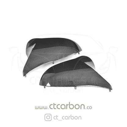 BMW M2 Competition F87 / M3 F80 / M4 F82 F83 RHD Only Gloss Carbon Fibre Mirror Caps Covers Housings - CT Carbon OEM Style Wing Door Mirror Shells Replacement (2014-2021)