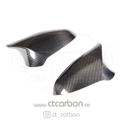 CT Carbon Gloss Carbon Fibre (Carbon Fiber) Wing Mirror Caps for BMW F80 M3, F82/F83 M4, F87 M2 Competition 2014-2021 - RHD UK Only - M Performance Style Door Mirror Covers/Shells Replacement