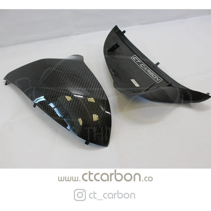 CT Carbon Gloss Carbon Fibre (Carbon Fiber) Wing Mirror Caps for BMW F80 M3, F82/F83 M4, F87 M2 Competition 2014-2021 - RHD UK Only - M Performance Style Door Mirror Covers/Shells Replacement