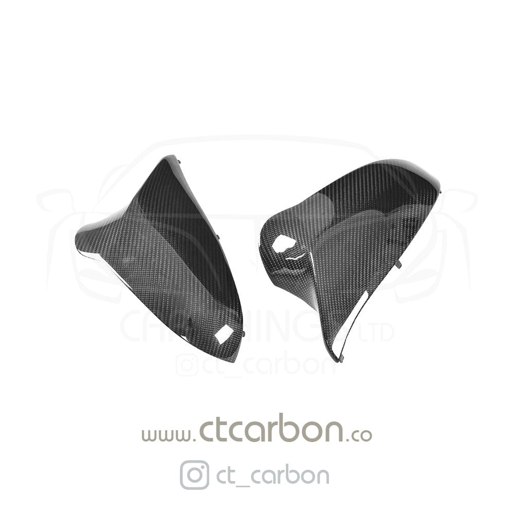 CT Carbon Gloss Carbon Fibre (Carbon Fiber) Wing Mirror Caps for BMW F80 M3, F82/F83 M4, F87 M2 Competition 2014-2021 - RHD UK Only - M Performance Style Door Mirror Covers/Shells Replacement