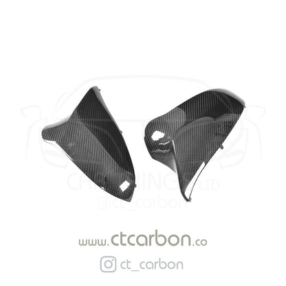 CT Carbon Gloss Carbon Fibre (Carbon Fiber) Wing Mirror Caps for BMW F80 M3, F82/F83 M4, F87 M2 Competition 2014-2021 - RHD UK Only - M Performance Style Door Mirror Covers/Shells Replacement
