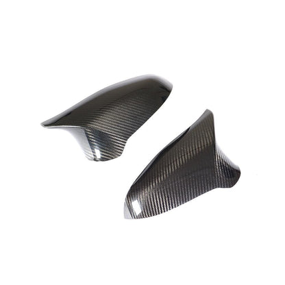 CT Carbon Gloss Carbon Fibre (Carbon Fiber) Wing Mirror Caps for BMW F80 M3, F82/F83 M4, F87 M2 Competition 2014-2021 - RHD UK Only - M Performance Style Door Mirror Covers/Shells Replacement