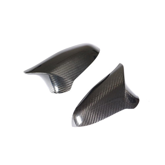 BMW F80 M3, F82/F83 M4, F87 M2 Competition Carbon Fibre Mirror Caps - Gloss Carbon Wing/Side Door Mirror Covers Shells, M Performance Style - RHD UK Only - 2014-2020, 2018-2021 - Real Carbon Fiber OEM Replacement