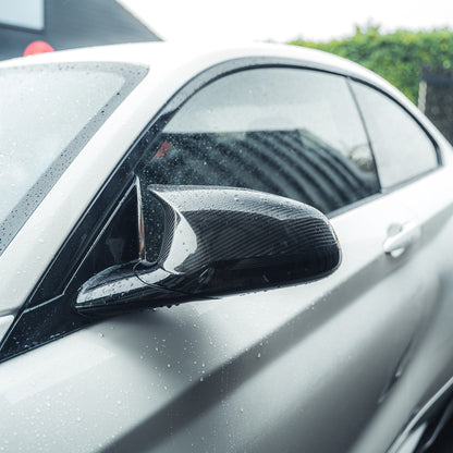 CT Carbon Gloss Carbon Fibre (Carbon Fiber) Wing Mirror Caps for BMW F80 M3, F82/F83 M4, F87 M2 Competition 2014-2021 - RHD UK Only - M Performance Style Door Mirror Covers/Shells Replacement
