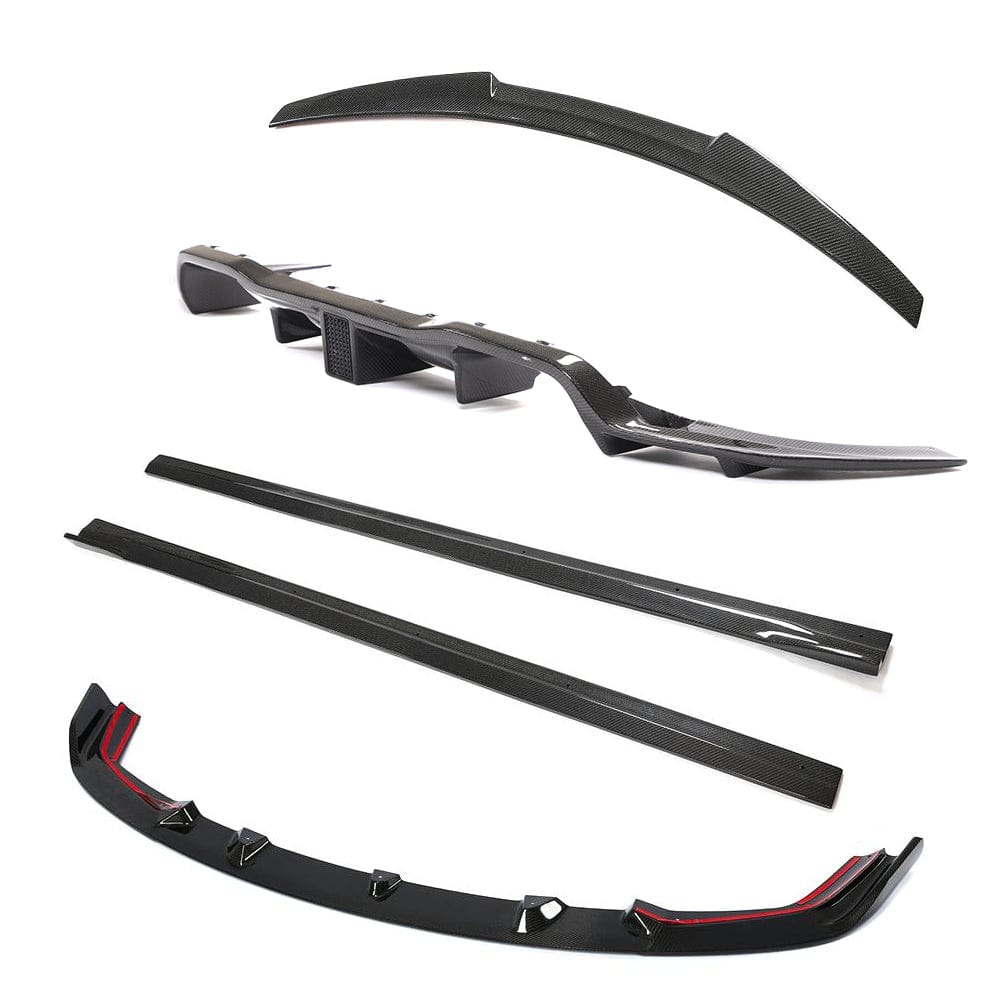 BMW M2 Competition F87 2018-2021 Carbon Fibre/Fiber Full Body Kit Aero Pack - 3D Style Front Lip Splitter, Side Skirt Extensions, K Style Rear Diffuser, M4 Style Boot/Trunk Spoiler - M2C M2 Comp Carbon Bodykit Exterior Styling