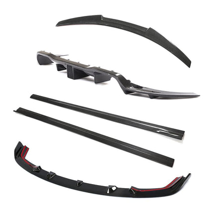 BMW M2 Competition F87 2018-2021 Carbon Fibre/Fiber Full Body Kit Aero Pack - 3D Style Front Lip Splitter, Side Skirt Extensions, K Style Rear Diffuser, M4 Style Boot/Trunk Spoiler - M2C M2 Comp Carbon Bodykit Exterior Styling