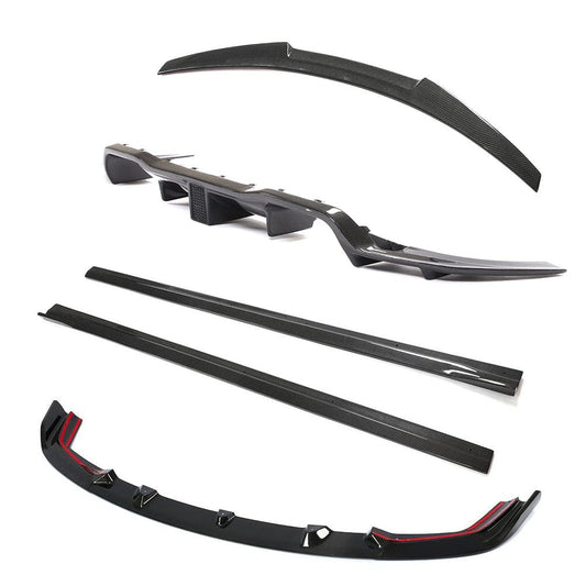 BMW M2 Competition F87 2018-2021 Carbon Fibre/Fiber Full Body Kit Aero Pack - 3D Style Front Lip Splitter, Side Skirt Extensions, K Style Rear Diffuser, M4 Style Boot/Trunk Spoiler - M2C M2 Comp Carbon Bodykit Exterior Styling