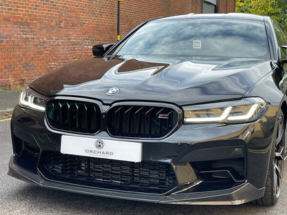 BMW M5 F90 LCI Facelift 2020-on Carbon Fibre (Fiber) Front Lip/Splitter M Performance Style (MP Style) - Fits M5 Competition - Front Bumper Lip, Chin Spoiler, Valance, Lip Extension Aero Spoiler