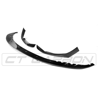 BMW 5 Series G30/G31 M Sport Carbon Fibre Front Splitter Lip Spoiler – MP/M Performance Style – Gloss 3‑Piece – Fits 2017–2020 Saloon & Touring – Real Carbon Aero Front Bumper Lip by CT Carbon