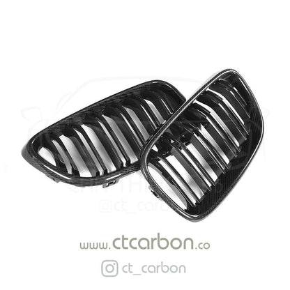 BMW M2 OG F87 (2015-2018) & 2 Series F22 (2014-2020) Carbon Fibre/Fiber Kidney Grilles | Front Grill Radiator Grille Replacement Pair | Aftermarket CT Carbon | Not for M2 Competition