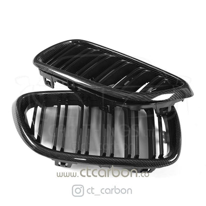 BMW M2 OG F87 (2015-2018) & 2 Series F22 (2014-2020) Carbon Fibre/Fiber Kidney Grilles | Front Grill Radiator Grille Replacement Pair | Aftermarket CT Carbon | Not for M2 Competition