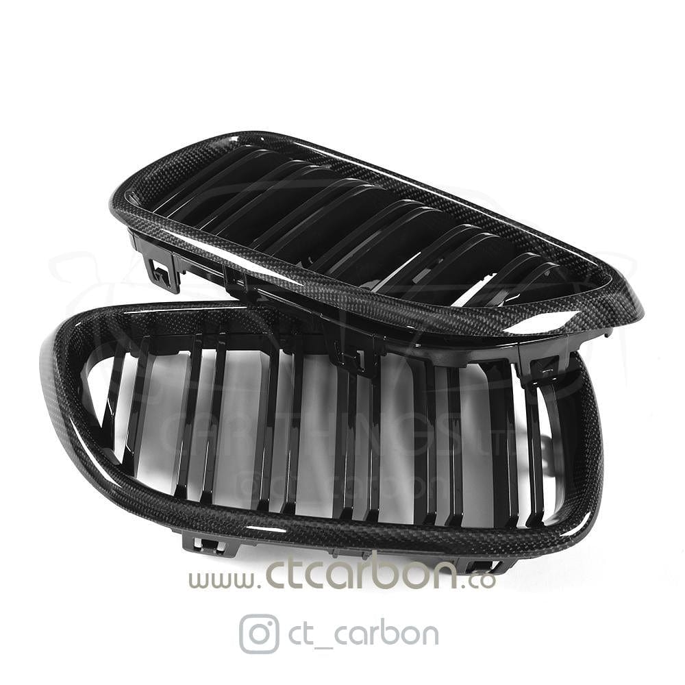 BMW M2 F87 (2015-2018) & 2 Series F22 (2014-2020) Carbon Fibre/Fiber Kidney Grilles - Front Grille Replacement Set | CT Carbon | Aftermarket Performance Twin Kidney Grill Upgrade | Fits M2 OG, Not M2 Competition